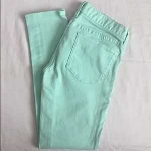 J Crew Toothpick Mint Skinny Jeans